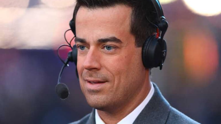Host Carson Daly on stage during New Year's Eve 2012...