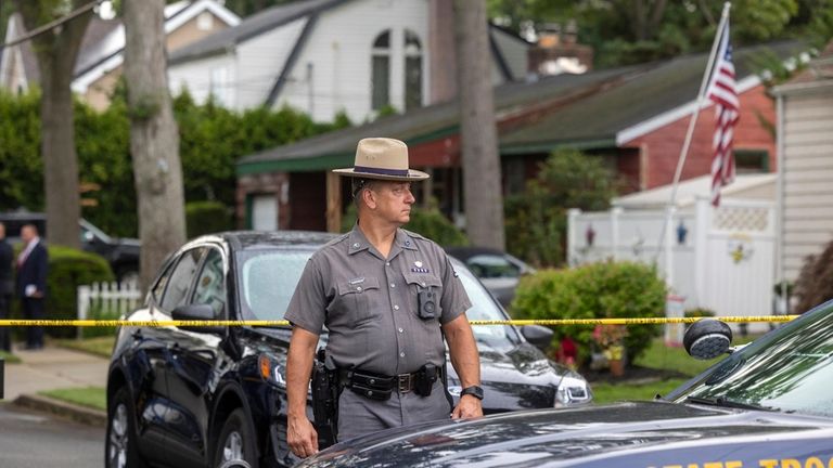 Police are at the scene on First Avenue in Massapequa Park in...