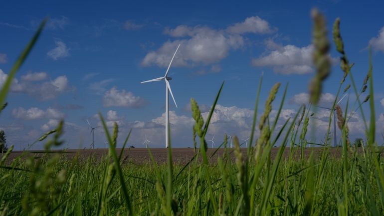 Wind turbines operate, Tuesday, May 7, 2024, in Paxton, Ill.