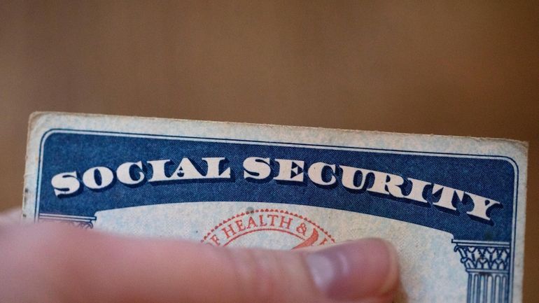 A Social Security card is displayed on Oct. 12, 2021,...