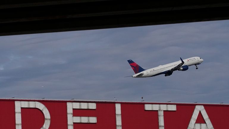 A Delta airplane takes off from Hartsfield-Jackson Atlanta International Airport...