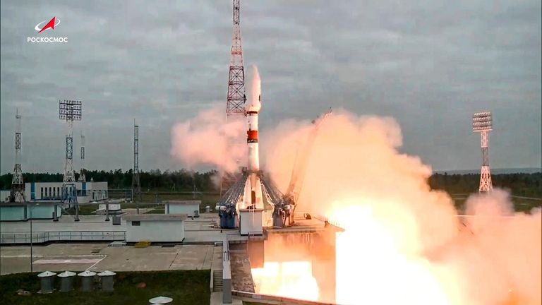 In this photo taken from video and released by Roscosmos...