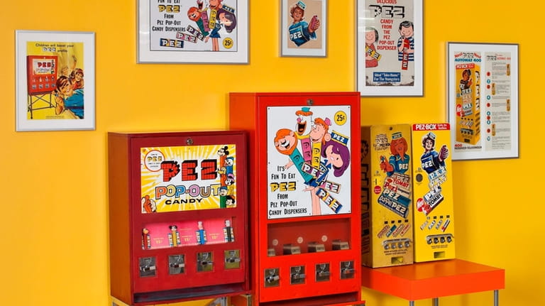 Vintage vending machines at the visitor center at the Pez...