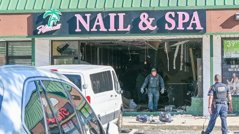 A car crashed into a Deer Park nail salon June...