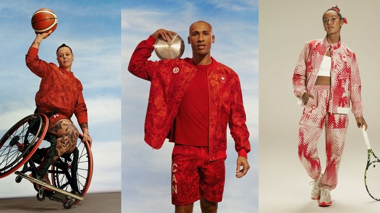 This image released by Lululemon shows Canadian Olympic athletes, from...