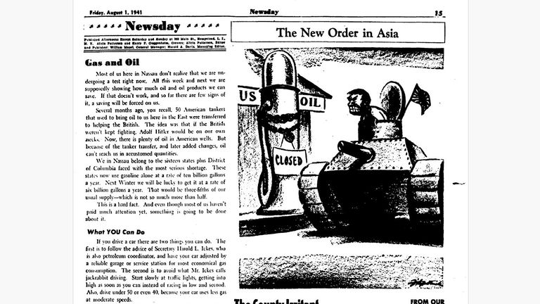 The Newsday editorial titled "Gas and Oil," from Aug. 1, 1941.