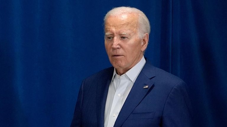 President Joe Biden arrives to speak, Saturday, July 13, 2024,...