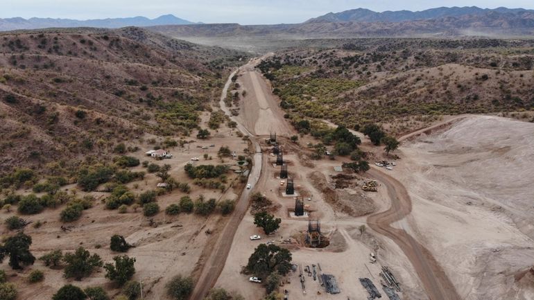 Construction continues for a new train line in northern Mexico,...