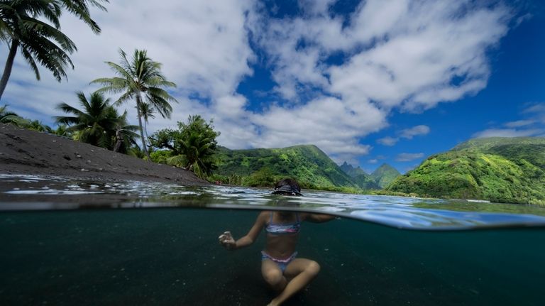 Laurence Taaitoa, 6, swims in a marine reserve, or rahuri,...