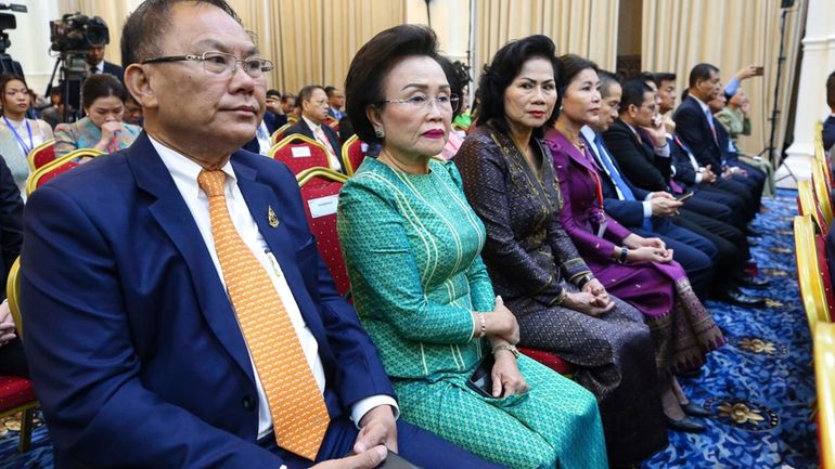 In this photo released by Agence Kampuchea Press (AKP), Cambodian...