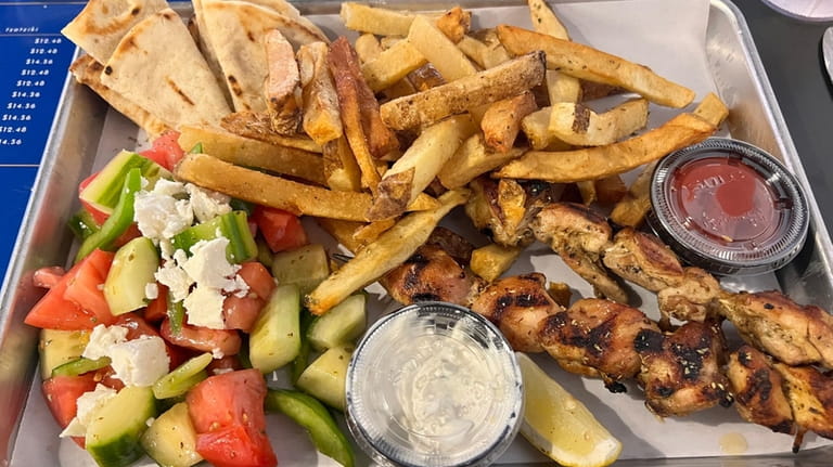 The chicken souvlaki plate the new Twisted Greek in East...