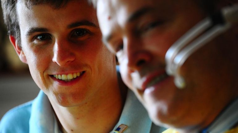 Conor McDonald, left, with his father Steven. Conor will be...