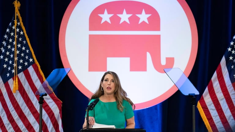 Republican National Committee Chair Ronna McDaniel speaks at the committee's...