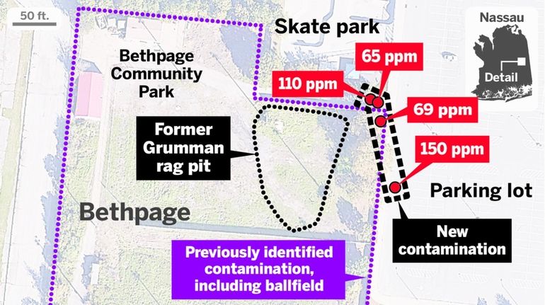 A graphic map of the Bethpage Plume. PPM represents parts per...