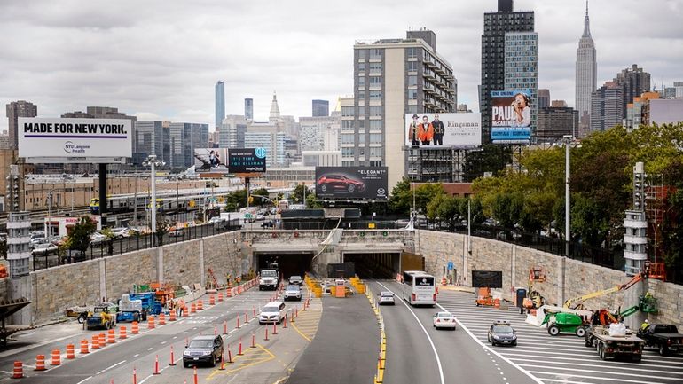 The Queens Midtown Tunnel, one of nine MTA bridges and...