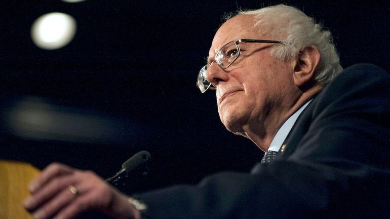 Democratic presidential candidate Sen. Bernie Sanders speaks to a crowd...