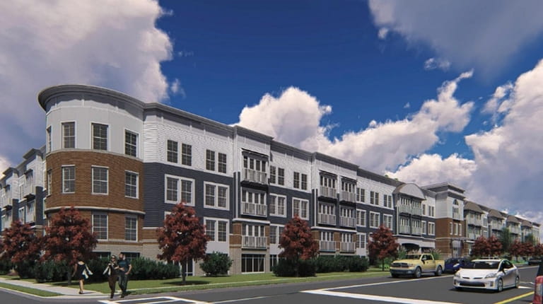 A rendering of the proposed Lindenhurst Residences looking southwest from East...