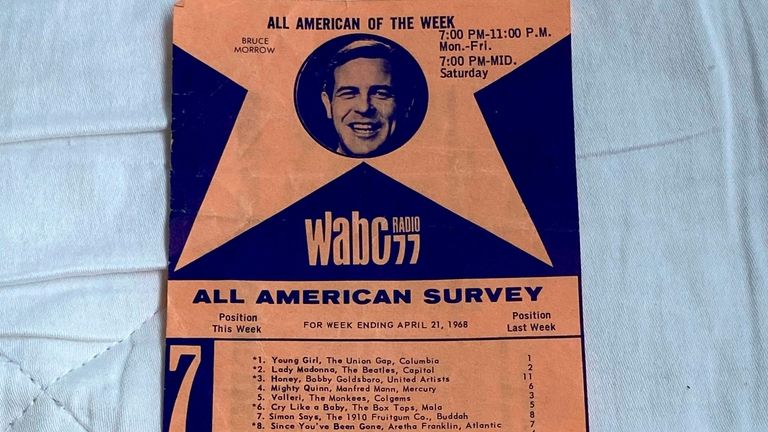 Bruce Morrow appears on a WABC survey from April, 1968