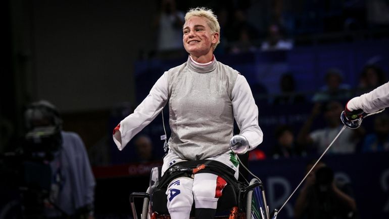 Italy's Beatrice Maria Vio Grandis reacts after winning the women's...