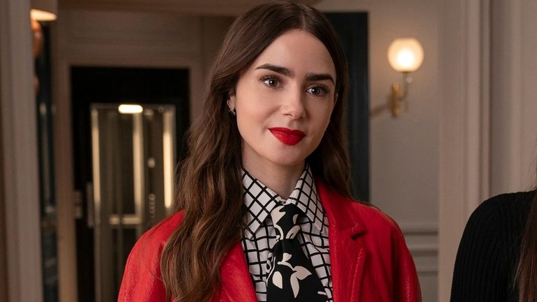 This image released by Netflix shows Lily Collins in a...