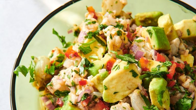 This image shows a recipe for shrimp ceviche in New...