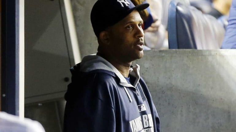 CC Sabathia of the Yankees looks on against the Baltimore...