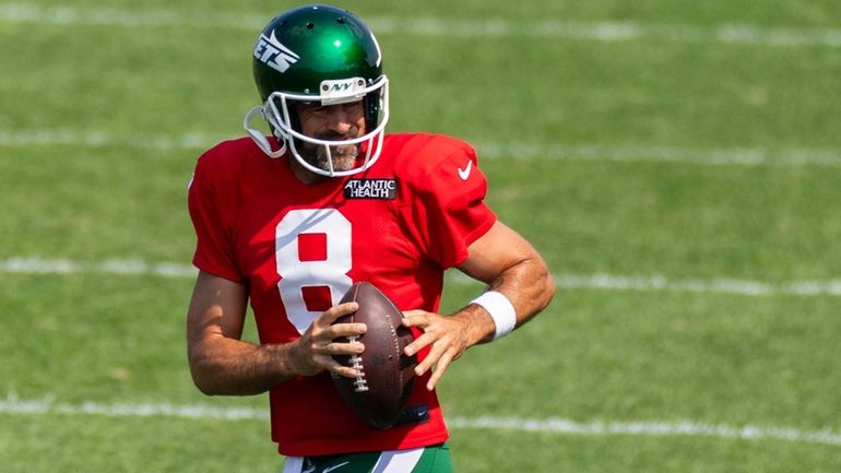 New York Jets quarterback Aaron Rodgers during training camp.