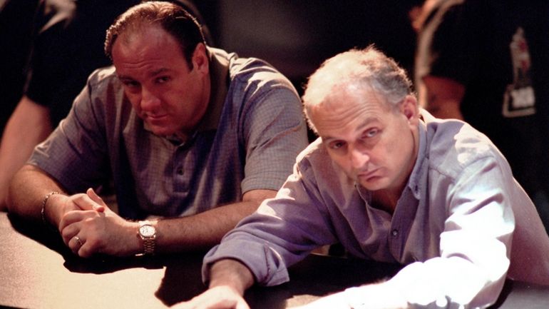 James Gandolfini, left, with the show creator David Chase on...