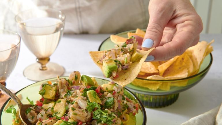 This image shows a recipe for shrimp ceviche in New...