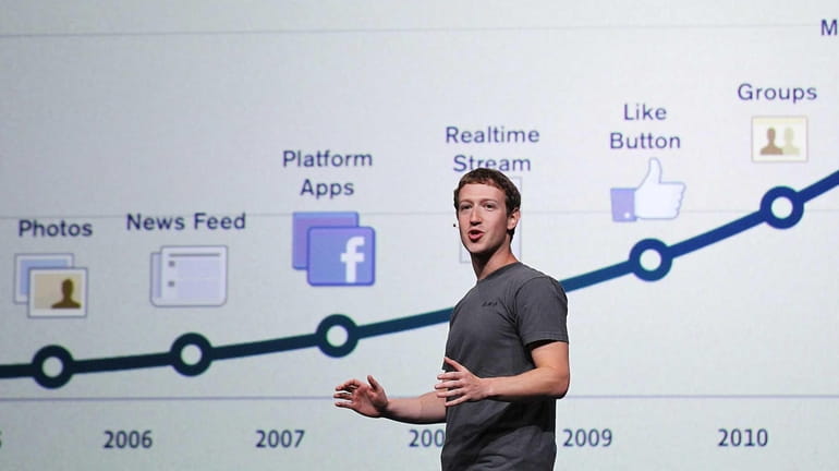Facebook CEO Mark Zuckerberg delivers a keynote address during the...