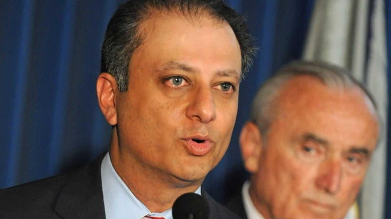 U.S. Attorney Preet Bharara speaks at a press conference on...