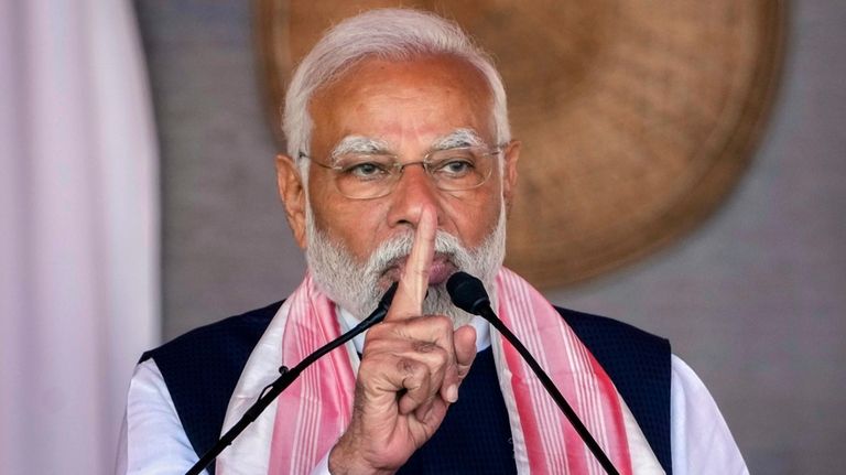 FILE- Indian Prime Minister Narendra Modi addresses a public rally...