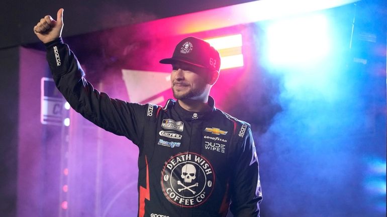 Anthony Alfredo waves to fans during driver introductions before the...