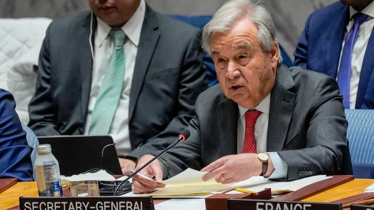 António Guterres, secretary-general of the United Nations, speaks on Tuesday,...