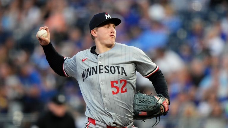 Minnesota Twins starting pitcher Zebby Matthews throws during the first...