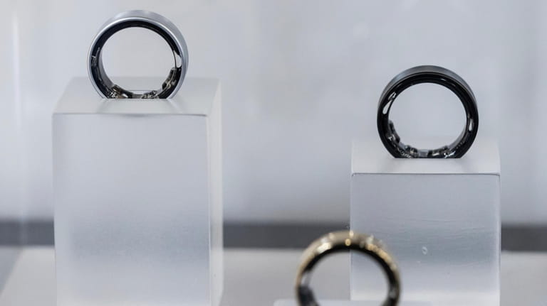 Samsung Galaxy Rings are displayed during a media preview at...