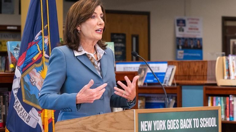 Gov. Kathy Hochul at a high school in East Syracuse...