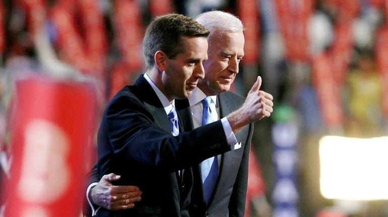 Beau Biden with his father, Joe Biden, in 2008 at...