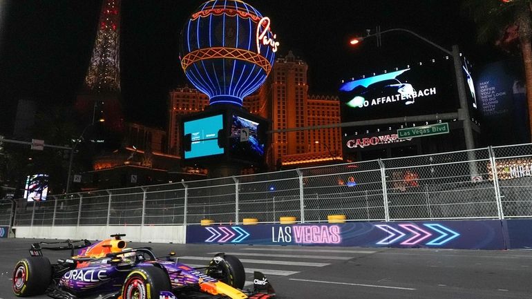 Red Bull driver Max Verstappen, of the Netherlands, drives during...