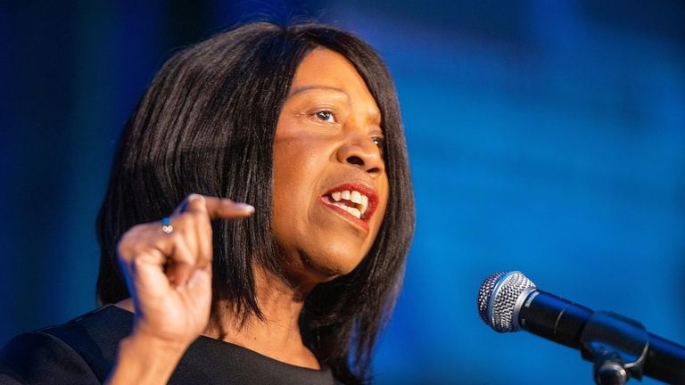 New Jersey Lt. Gov. Sheila Oliver speaks to supporters during...