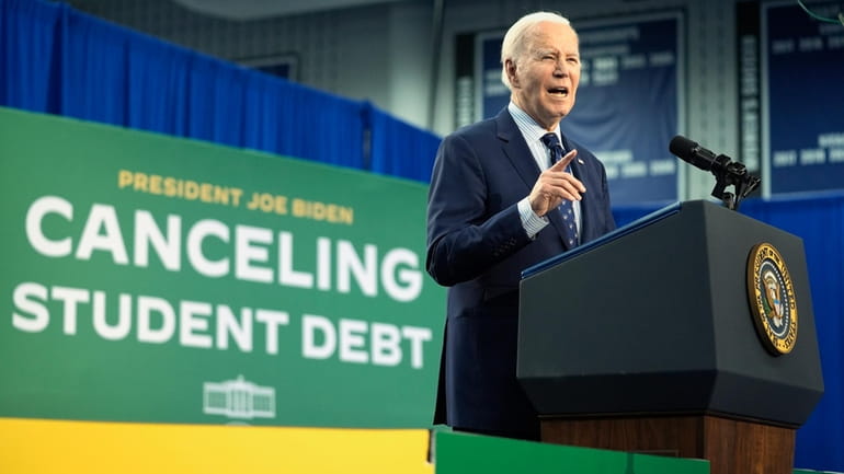 President Joe Biden speaks about student loan debt at Madison...