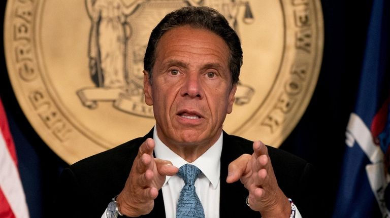 Gov. Andrew Cuomo speaks during the daily media briefing on...