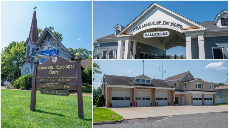 Great River is home to Emmanuel Episcopal Church, left, Little League...