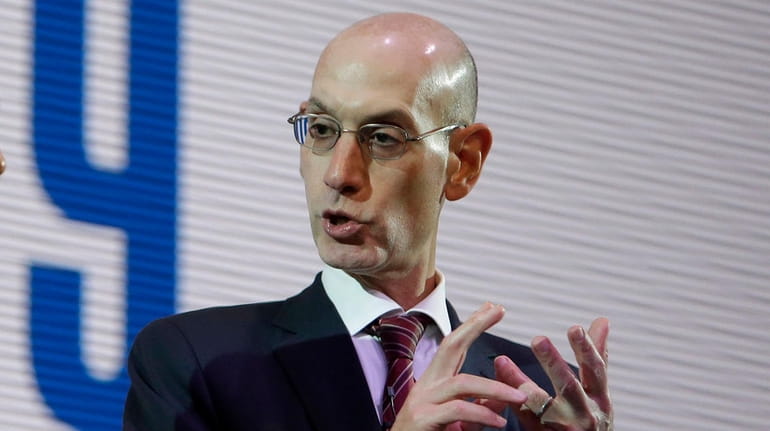 NBA commissioner Adam Silver speaks during a reception for the...