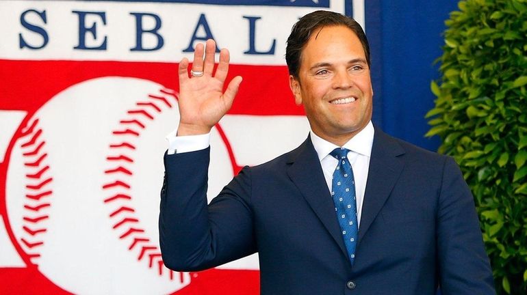  Inductee Mike Piazza is introduced at Clark Sports Center during...