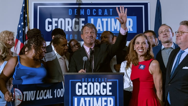 Westchester County Executive George Latimer speaks at his election night...