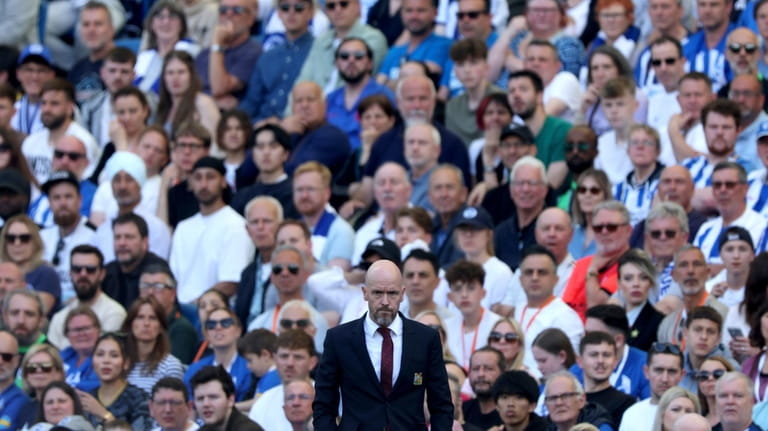Manchester United manager Erik ten Hag looks on, during the...
