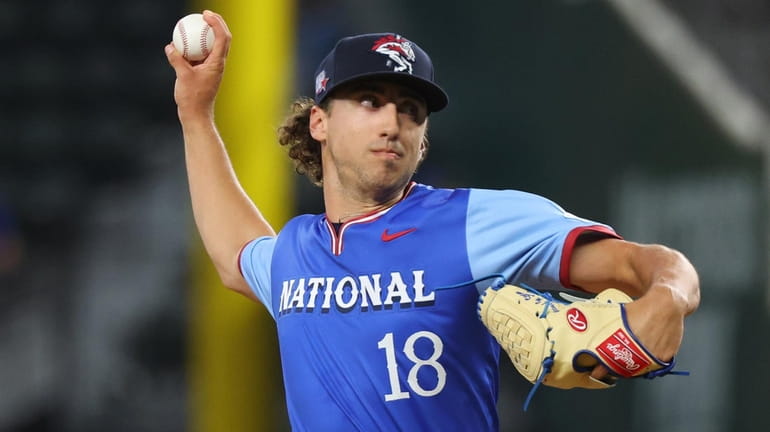 Brandon Sproat of the Mets pitches during the third inning of...