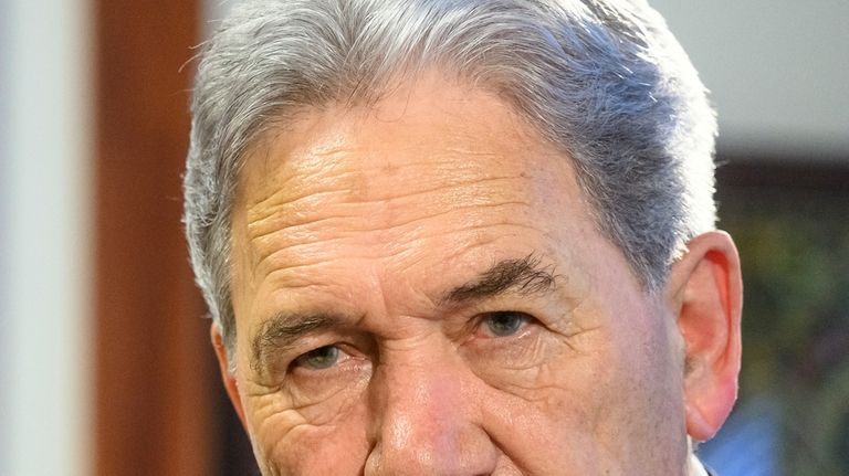 New Zealand Foreign Minister Winston Peters comments during an interview...