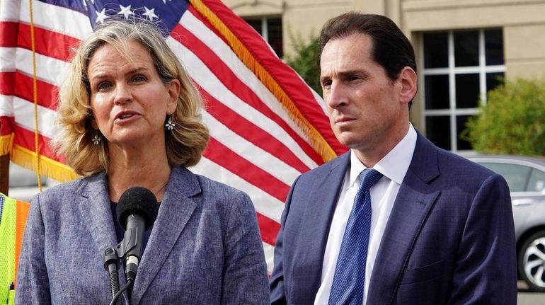 Nassau County Executive Laura Curran and State Sen. Todd Kaminsky...